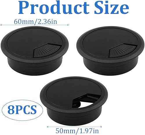 8 Pezzi 50 mm Passacavi da Scrivania Passacavi da Tavolo Passacavi Passacavi da Scrivania per Computer Passacavi da Scrivania Passacavi per Casa e Ufficio - Honorern