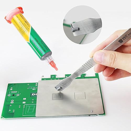 Pasta di Stagnatura a Siringa (35 g), 138 °C Pasta Saldante Stagno, 2 Strumento di erogazione, Senza Piombo Flussi, per PCB SMD BGA PGA - Honorern