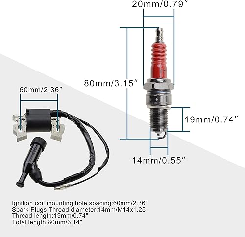 GOOFIT Bobina di accensione Candela F7TC sostituzione per 2 tempi Gx120 Gx160 Gx200 5.5hp 6hp 6.5hp 7hp 168F 168FA 168FB Generator Lawn Mower - Honorern