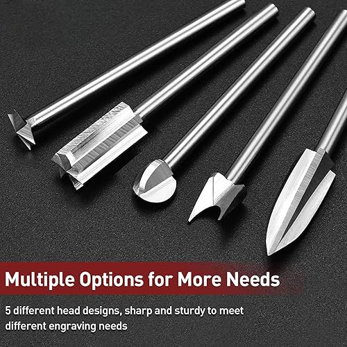 Set di punte per legno per Dremel, 5 Pezzi Punte per Incisione con Gambo da 3mm Utensili per Intaglio del Legno per Fai Da Te Incisione Intaglio, Micro Scultura, Foratura Rettifica，Radice Intagliata - Honorern