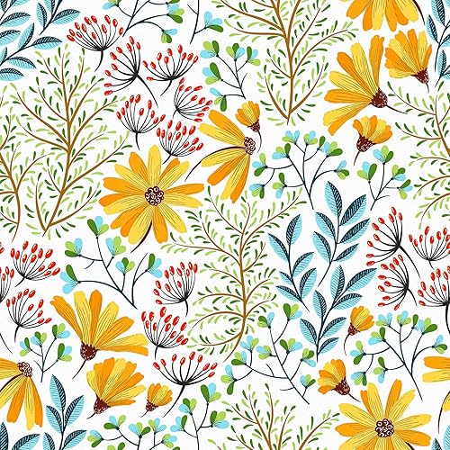 HotDecor Carta Da Parati Fiori Dorati 60cm x 300cm Carta Adesiva Per Mobili Fantasia Carta Da Parati Adesiva Muro Motivo Floreale Foglie Vintage Adesivi Decorativi Per Mobili Carta Da Parati Cameretta - Honorern