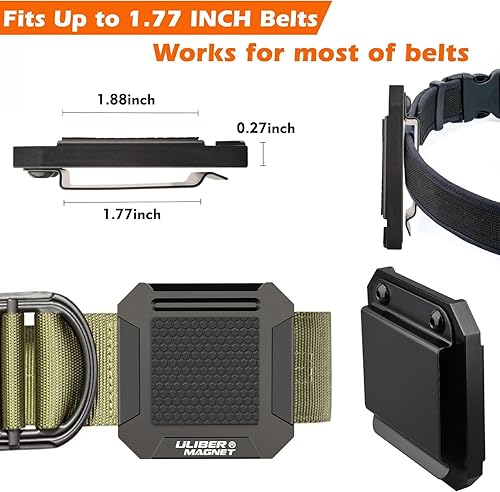 ULIBERMAGNET Fondina magnetica per attrezzi, resistente clip on, supporto per cintura, in alluminio, resistente, per cacciaviti, trapani, martelli, pinze, chiodi, strumenti hardware - Honorern