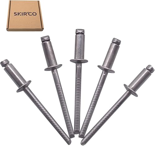SKIR'CO (100 pezzi) Rivetti ciechi in acciaio inox 4,0 x 14 mm, testa a cupola, rivetti pop, DIN 7337, rivetto A2, mandrino scanalato - Honorern
