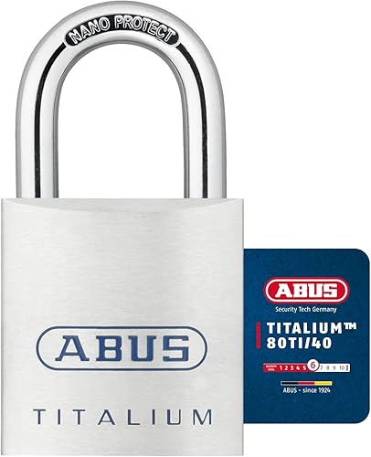 ABUS Lucchetto Titalium 80TI/40 - Lucchetto da cantina con corpo leggero e solido in alluminio speciale - Livello di sicurezza 6 - Argento - Honorern