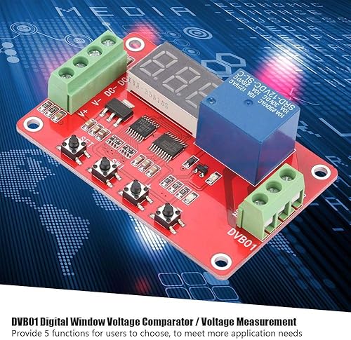 Comparatore di Tensione Finestra Digitale, Controller di Monitoraggio Tensione Multifunzione Rosso DVB01 Comparatore di Tensione Finestra Digitale/misurazione Tensione 12V/24V(12V) - Honorern