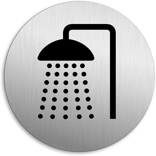 Targhetta per Porta - Doccia Targa Ø 75 mm Alluminio Spazzolato Auto-adhesiva - Honorern