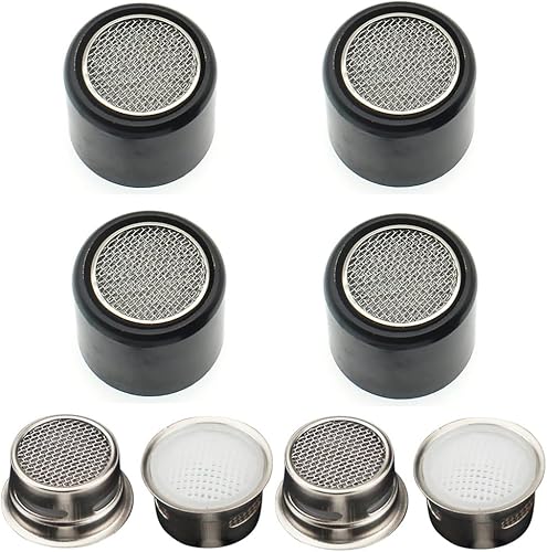 M24 Aeratore Rubinetto Cucina Nero,4 Pcs Rompigetto Rubinetto Cucina Nero con 4 Inserisci Aeratori, Filtri Rubinetti Lavandino con Risparmio Idrico, Areatore x Rubinetti Nero (M24, Nero 1) - Honorern
