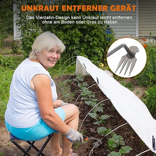 Dispositivo di rimozione delle erbacce, giardinaggio a mano, trituratore per erbacce con gambo, strumento da giardino, dispositivo di rimozione delle erbacce, artiglio da giardino a 4 denti, - Honorern