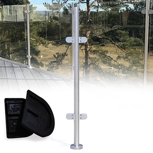 Balaustre 110 cm in acciaio inox balcone ringhiera corredo ringhiera in vetro palo adatto balaustra pannelli recinzione cunei piscina guardrail (nome: 110 cm ringhiera colonna centrale) - Honorern