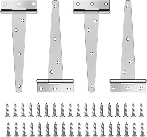 Chstarina 4 Pezzi 150mm Cerniere a T per Cancello in Ferro Cerniere a T Resistenti Cerniere a Cancello per Porte in Legno per Portoni e Porte di Fienili Argento - Honorern
