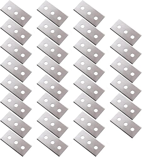 30 Pezzi Lame di Ricambio per Raschietto, Lame di Tre Fori per Raschietti, Lame in Acciaio al Carbonio per Piano Cottura e Forno, 0,2mm - Honorern