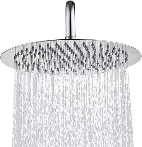 Doccia anticalcare in acciaio inox 316 soffione doccia rotondo ultra sottile alta pressione testa doccia regolabile a pioggia per il bagno, 12 pollici - Honorern