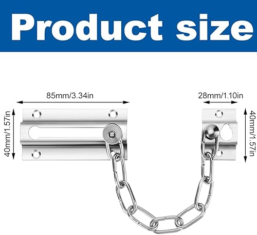 Catene di sicurezza per porte, Catena per porta in acciaio inossidabile da 1 pezzo con catena di protezione antifurto per catena di sicurezza per porta anteriore a 6 viti - Honorern