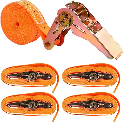 4 Pezzi Cinghia Con Cricchetto, Cinghie Di Fissaggio, 25 Mm X 6 M Cinghie Di Tensione Con Cricchetto, Cinghie A Cricchetto Per Auto, Carrelli A Mano, Moto, Bagagli, Campeggio, Carichi Fissi - Honorern