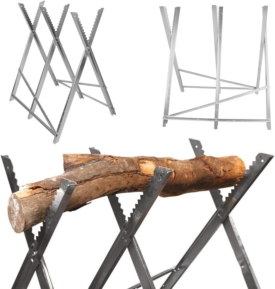 Cavalletto da sega per motosega, cavalletto da segatura pieghevole 150 kg metallo zincato giardino denti porta tronchi supporto da taglio cavalletto per sega motosega (84 x 80 x 80 cm, 4 colonne) - Honorern