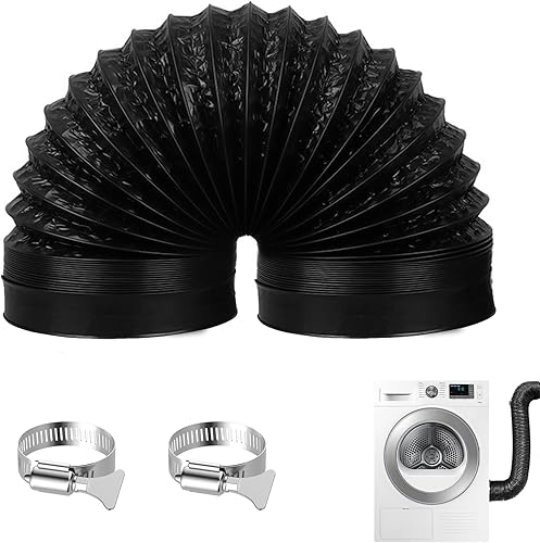 tubo cappa cucina 100mm Lunghezza 2m tubo aria di scarico tubo per cappa aspirante cucina tubo flessibile 100mm Nero tubo flessibile in pvc con 2 fascette in acciaio inox - Honorern