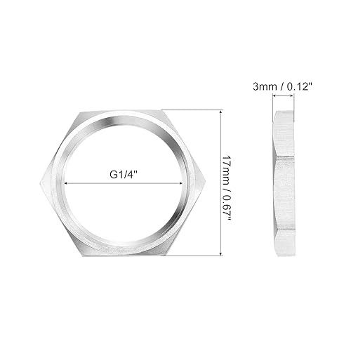 G1/4 Dado Bloccaggio Sottile Esagonale Raccordo Tubi, Fissaggio Femmina Controdado per Impianti Idraulici, Acciaio Inossidabile 304 2pz - Honorern