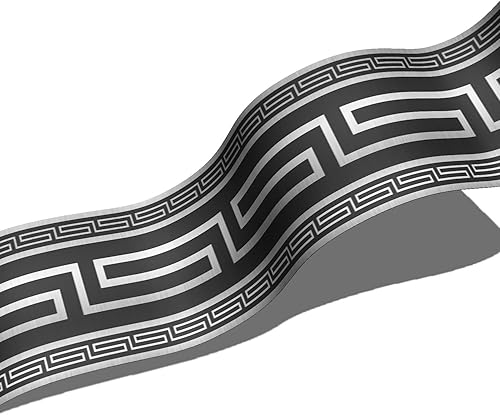 Funlife 3 rotoli di carta da parati autoadesiva in PVC, bordatura, carta da parati in stile greco, per bagno, specchio, cucina, piastrelle, decorazione impermeabile, 10 x 200 cm, blu - Honorern