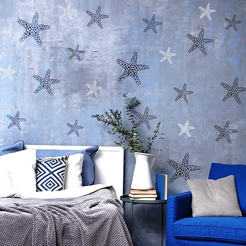 NAKLEO 5 pezzi riutilizzabili stencil di plastica - Stella Marina Animale - 34x34cm a 9x9cm - Decorazioni Stanza Bambini Pittura Motivi - Mobili Parete fai-da-te Artigianato - Honorern