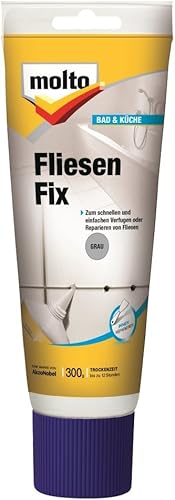 Fliesenfix, set di spatola e spugna, per la riparazione delle piastrelle, colore: grigio - Honorern