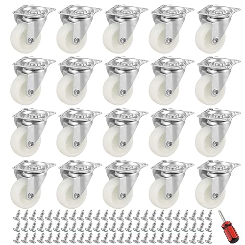APACALI 20 ruote girevoli per mobili in gomma, Ø 40 mobili, ruote girevoli, ruote per il trasporto, altezza 50 mm, ruote girevoli trasparenti, ruote per mobili con cacciavite e viti - Honorern
