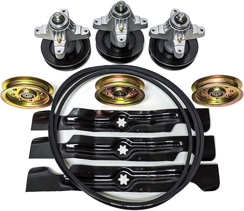 Kit di ricostruzione completo Mandrini pulegge lame per cinghia compatibile con Cub Cadet MTD 50' RZT RZT50 Zero Turn 742-04053A 918-04126 954-04044 756-04129 - Honorern