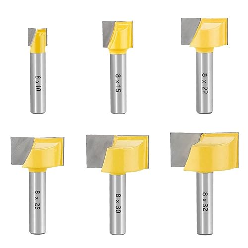 Frese per Legno Gambo 8mm, 6 Pezzi Fresa per Spianare Legno, Fresa a Taglienti Diritti, Punte da Taglio Legno in Metallo Duro, 10/15/20/22/30/32mm Punte per Fresatura, per Legno Mobili di Bricolage - Honorern