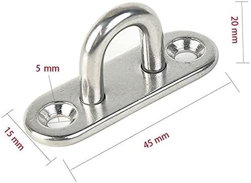 4 Piastre ad Occhiello in Acciaio Inox, 5 mm, in Acciaio Inox, Ganci di Fissaggio/Piastra ad Occhiello in Acciaio Inox/Ganci da Parete per sedie sospese, Tende da Sole e Molto Altro Ancora - Honorern