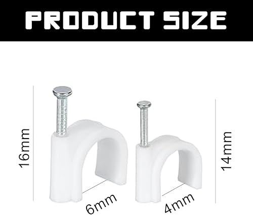 200 Pezzi Morsetti Per Cavi, 2 Dimensioni Durevoli Chiodi Rotondi Morsetti Per Cavi, Morsetti A Chiodo, Fissaggi Per Cavi, Parete Morsetti Per Cavi, Cavo Elettrico, Bianco (4Mm 6Mm) - Honorern