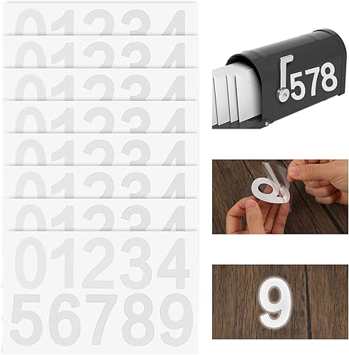 80 Pezzi Bianco Adesivo con Numero per Cassetta Postale Riflettente 1-9 Impermeabile Adesivo con Numero Civico per Indirizzo Decalcomania da Numero 5 cm Adesivo Appiccicoso Famiglia Della - Honorern