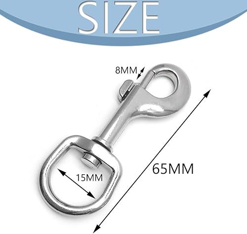 Moschettoni Girevoli con Gancio 6 Pezzi Moschettoni con Gancio Moschettone in Acciaio Inox Girevole Moschettoni con Gancio a 360° Girevole Moschettone Girevole per Il Collare del Cane - Honorern