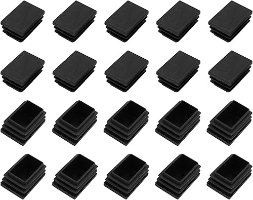 METALLIXITY Tappi di Chiusura Rettangolari (30 x 20mm) 24pz, Tappi di Chiusura Filettati per Inserti di Tubi Rettangolari in Plastica - per Gambe di Mobili Tavoli Sedie, Nero - Honorern