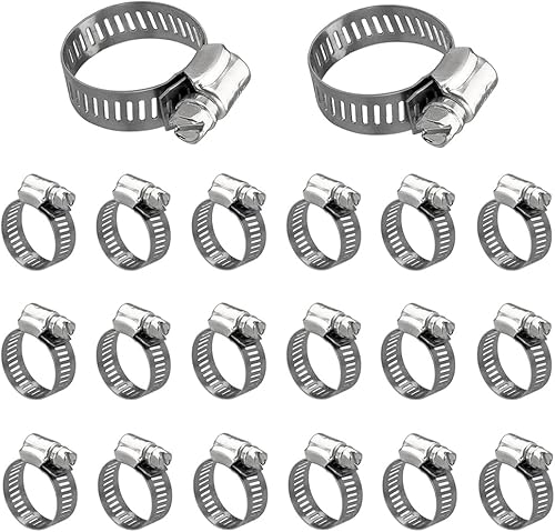 DCQQ 20 pezzi Fascette Stringitubo Regolabili in acciaio inossidabile Campo di Serraggio 13-19 mm Tubi Fascette per Applicazioni Tubature Automobilistiche e Meccaniche - Honorern
