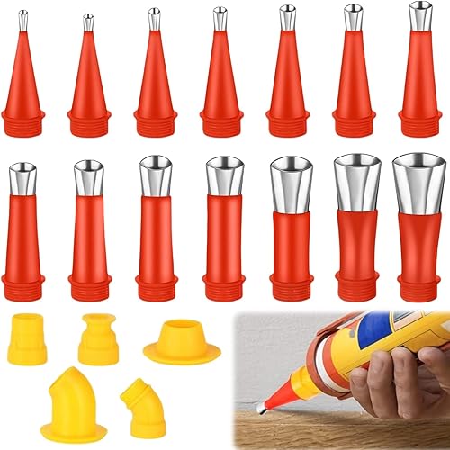 Beccuccio Silicone,19pcs Pistole Attrezzi Per Calafataggio Ugello,Ugelli Gomma Rivestimento,Beccucci Silicone per Calafataggio,Ugelli per Calafataggio Acciaio Inossidabile - Honorern