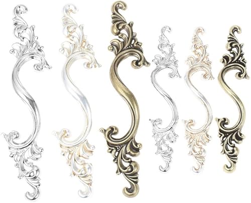 Maniglie per mobili Maniglia Vintage Bronzo Antico/in Argento Pull Blower Wave Manopola 64 / 96mm Foro in Lega Decor Cucina/Mobili da Bagno Hardware w/Vite (Color : Silver 64mm Hole) - Honorern