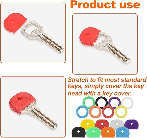 72 pezzi di Coperchi per Chiavi, Coperture per Chiavi Colorate, 40 tondi + 32 semi-tondi Coperchi per Chiavi Casali Sottili Standard (8 Colori) - Honorern