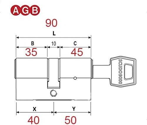 CILINDRO EUROPEO DI SICUREZZA AGB SCUDO 5000 DA MM 90 (35-10-45) - Honorern