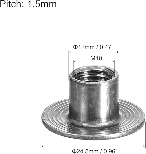 Dadi a T M10, 12 Pezzi Dadi a T in Acciaio Al Carbonio, Dadi a Base Rotonda Saldabili con Foro Passante Altezza 12mm Inserto Filettato Femmina - Honorern