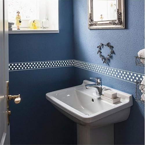 Bordo in carta da parati trasparente in pizzo bianco, Bordo impermeabile autoadesivo, per vetrina del negozio Porta in vetro Piastrella per bagno Specchio Adesivo decorativo, 10x1000 cm (pizzo 01) - Honorern