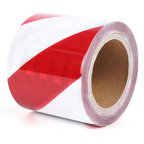IYJIA Nastro Adesivo Catarifrangente Bianco e Rosso Nastro Riflettente Adesivo 10m×10cm Adesivi Catarifrangenti ad Alta Intensità Impianti di Trasporto Stradale Promemoria di Sicurezza - Honorern