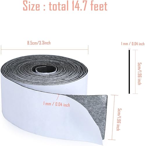 Pllieay 1 pezzi autoadesivi in feltro, poliestere strisce di nastro di feltro mobili feltro 5 cm x 1 mm x 4.5 m lungo per superfici dure - Honorern