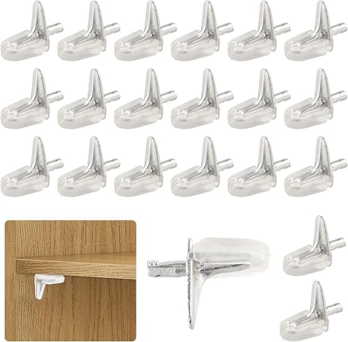 Perni di Supporto per Mensole 3mm, 20Pcs Pioli Staffa per Mensola Plastica+Acciaio, Pioli di Supporto per Ripiano Tasselli Scaffale Reggi Mensola per Armadio Libreria - Honorern