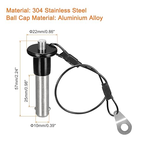 sourcing map Perni di bloccaggio a sfera, in acciaio inox 304, con pulsante di bloccaggio a sgancio rapido, con filo da 24 cm (8 mm-16 mm) - Honorern