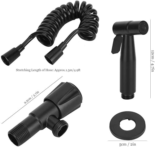 Set di spruzzatori per Bidet in Acciaio Inossidabile con Filettatura G1/2 Nero per WC da Bagno Stile B. - Honorern