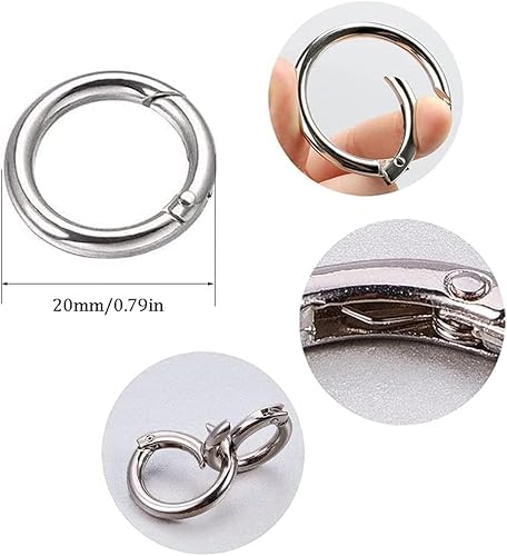 20 pezzi Clip Scatto Molla Rotonda, 20mm Chiave Rotonda Anello Molla, Moschettone Rotondo Lega Zinco Anelli Aperti Moschettoni a Innesco Portachiavi Rotondo per Chiavi, Borse, Artigianato - Honorern
