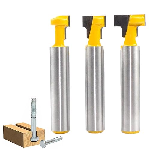 Fresa Scanalatura Router Bit Set, 3 Pezzi 8mm Gambo Fresa Set, Punte per Falegnameria Fresa di Legno, Codolo T-Slot Router Bit Cutter, per Strumenti di Lavorazione del Legno - Honorern