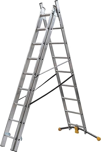 HAILO 1422-801 - Escalera combinada de 3 tramos con estabilizador curvo HobbyLOT (3x9) - Honorern