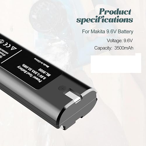 3500mAh 9.6V Ni-Mh Batteria Sostituzione per Makita 9.6V Batteria 9000 9034 9600 191681-2 192533-0 Sostituzione per Makita 9.6V Ni-Mh Batteria - Honorern