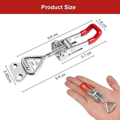 8 Pezzi Chiusura a Leva Regolabile in Metallo Morsetti a Ginocchiera Chiusura a Scatto Rapido Ganci a Blocco Piccolo Toggle Morsetto Regolabile per Armadi, Porte Finestra, Scatole, Casse 100KG - Honorern