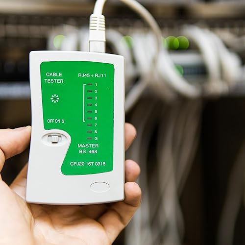 Retoo Tester Cavo di Rete, Patch LAN, RJ11 RJ12 RJ45, Professionale, Tester Collegamento, Verifica Cavi, Strumento di Test per Cavi Ethernet, 10,5 x 10 x 2,5 cm, Grigio-Verde - Honorern